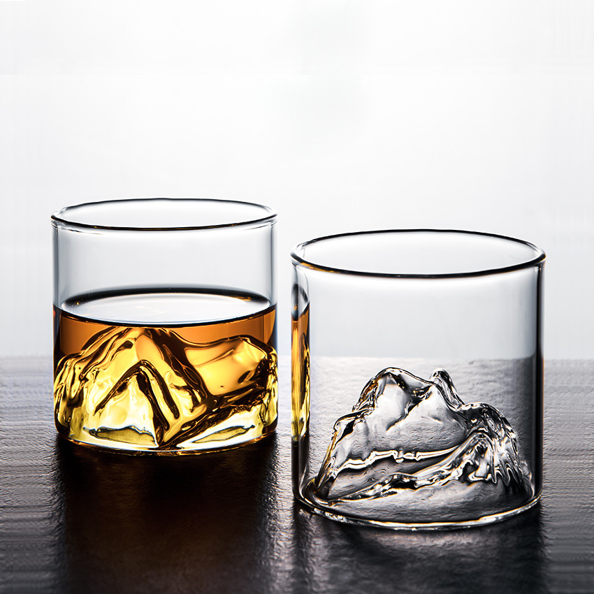 ROTHSBY Whiskey Glasses Set of 2 Mountain Tumblers 11 Oz Crystal Whisky Glass-image