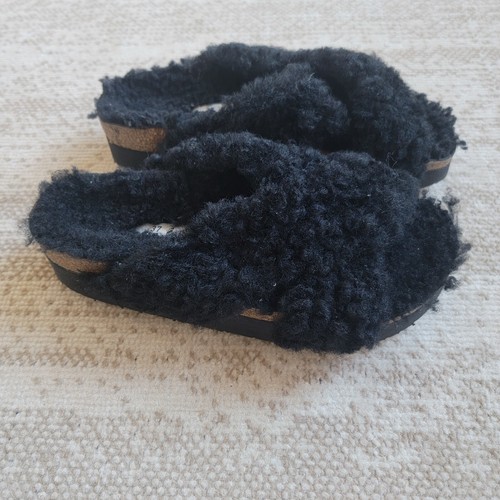 Birkenstock Women EU 37 US 6.5 Papillio Daytona Black Shearling Slippers Sandal