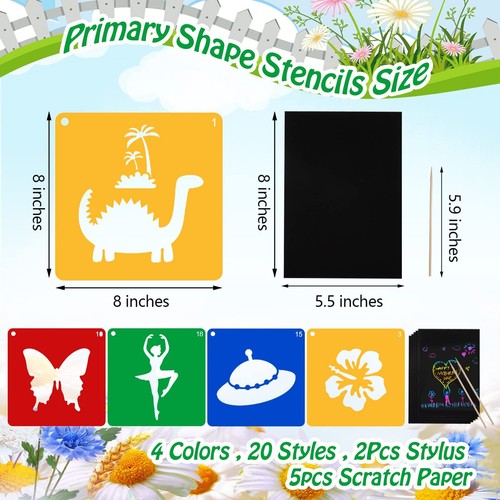 20 PCS Stencils for Kids Sidewalk Chalk Stencils 8 x 8 Inch Colorful Large St... - Picture 3 of 7