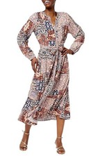 Denim & Co. Canyon Retreat Printed Tiered Midi Dress Indigo Patchwk