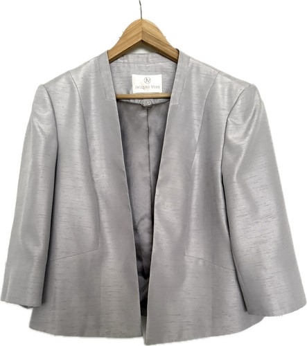Ladies Jacques Vert Occasion Jacket Size 22 Silver Grey 3/4 Sleeves BNWOT