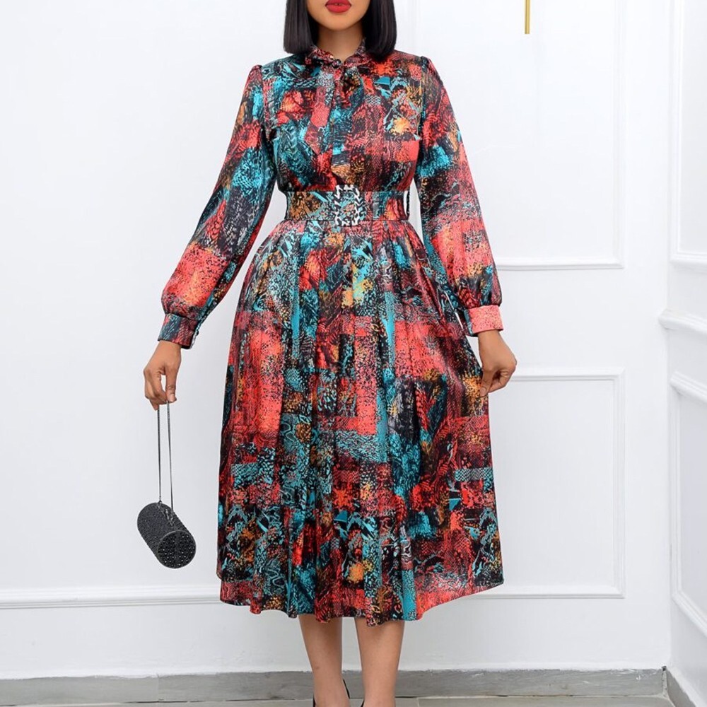 Women Summer Casual Boho Floral Smocked Waist Tiered Flowy Swing Midi Dress