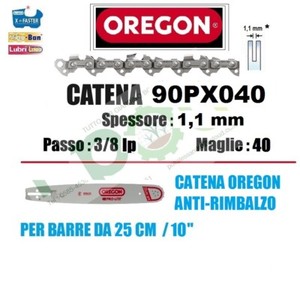 Catena Motosega OREGON AdvanceCut 91PX040E | 10 - 25 cm | 3/8 basso profilo x 1.3 mm | 40 maglie