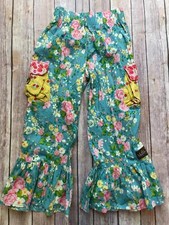 Matilda Jane sz 8 Good Hart Stone Cliff big Ruffles turquoise/pink floral 2/2 B3