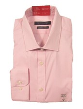 Tommy Hilfiger Men's Pink Fine Stripe Athletic Fit Stretch Dress Shirt