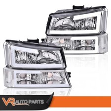 Fits 03-07 Chevy Silverado Avalanche Led Drl Headlight Bumper Lamps Chromeclear