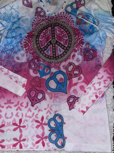Wasabi Ginger sz. XL lightweight peace sign design hoodie, Cute, fun - Picture 8 of 10