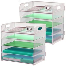2 Pack 5-Tier Metal Letter Tray Desk Organizer File Paper Holder with Handle