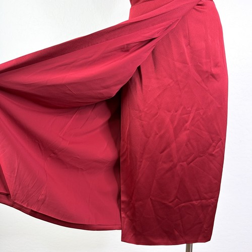Abito midi Ted Baker London Chrisey fisso scollo a tuffo raso seta rosso nuovo con etichette - Foto 4 di 12