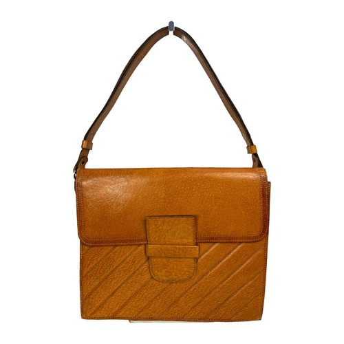 Yves Saint Laurent YSL Vintage Brown Tan Leather Shoulder Bag Flap Quilted