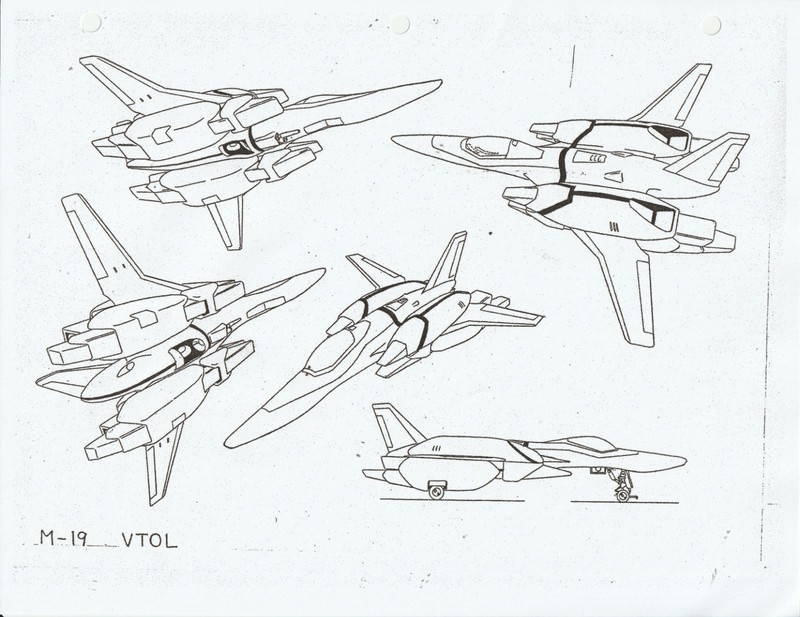 ROBOTECH II The Sentinels "M-19 VTOL" 5 Image Model Sheet Carl Macek 1988-8.5x11