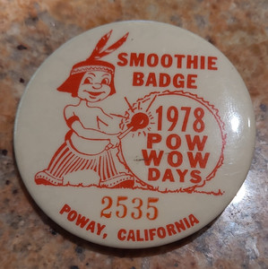 1978 Pow Wow Days Smoothie Pinback Badge Poway California Carnivals & Fairs