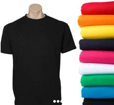 Blank T-Shirt Mens Plain Ladies T Shirt Cotton Tee Crew Neck Casual Short Sleeve