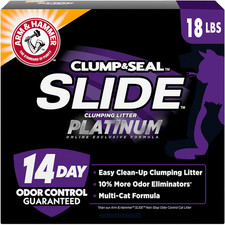 Clump  Seal SLIDE Platinum Multi-Cat Clumping Cat Litter, 14-Day Odor 18 Lbs