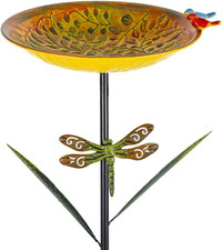 38" Tall Metal Bird Bath for Outside, Outdoor Bird Bath Feeder with Stable Stake