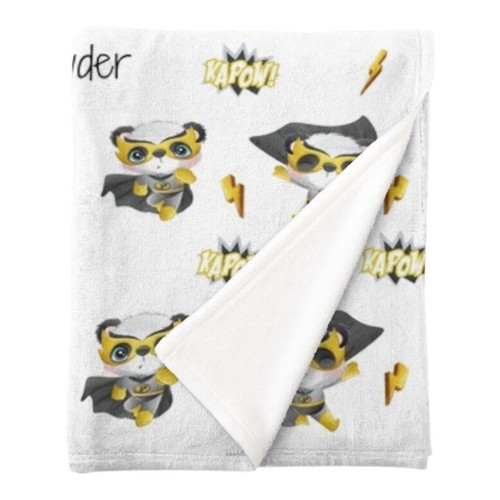 Panda Superhero Personalised Minky Fleece Blanket