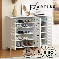 Artiss Shoe Cabinet 3 Doors 30 Pairs Shoe Storage Rack Organiser White