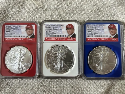 2020 (P) Silver Eagle NGC MS 69 Emergency Production -  Set of 3