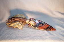 Large Triple Flow Obsidian Fox Ear Knife Flin...