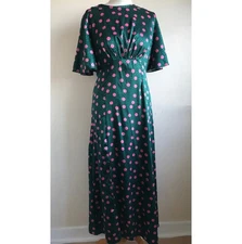 Green Pink polka dot Midi dress 10 Zack London As Worn by Amanda Holden