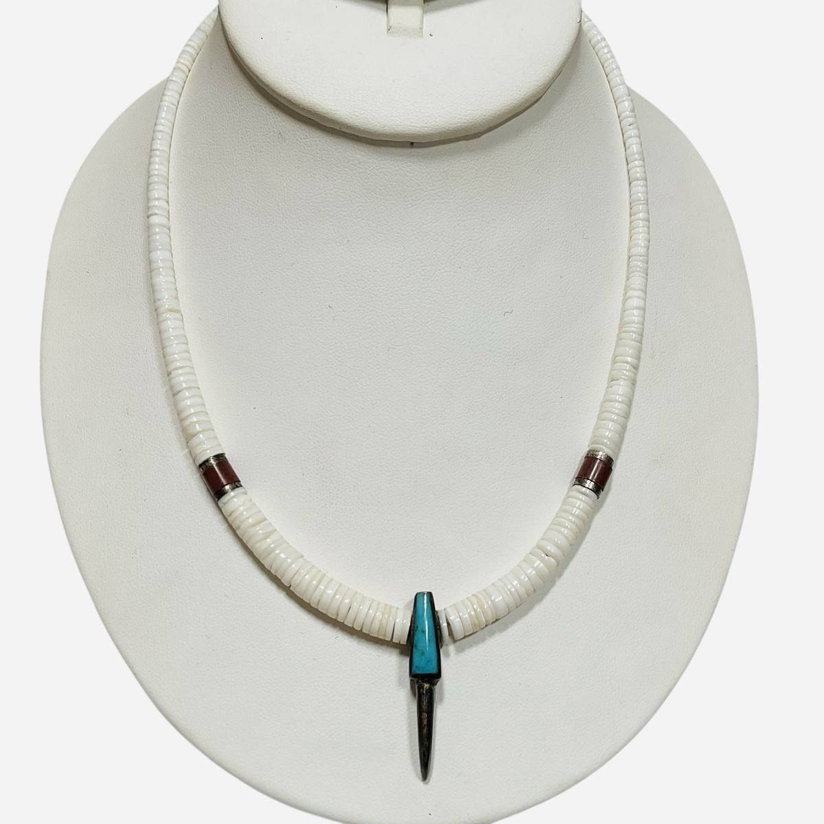 Vintage Navajo Heishi Bear Claw Necklace Turquoise Sterling Silver