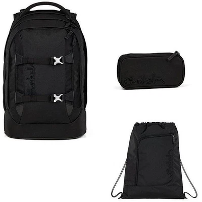 Schulrucksack Set Satch Pack Nordic Black 3tlg. mit Sportbeutel und Schlamperbox
