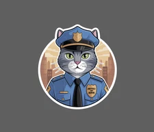 Cat Police Officer Sticker Waterproof Decal Cop Law Enforcement Duty Gift NEW