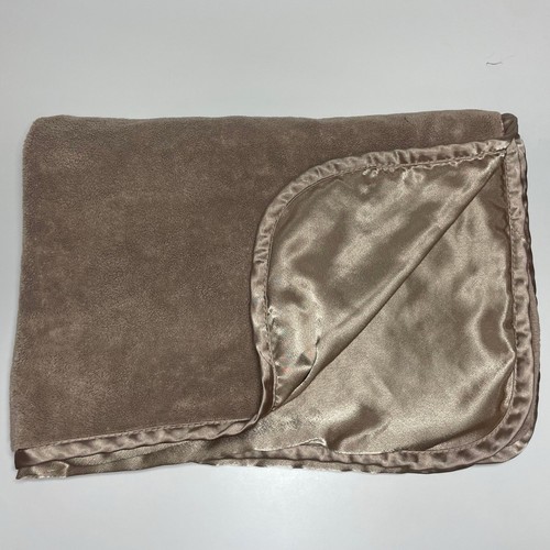 Brookstone Nap Spa Reisedecke hellbraun beige taupe braun Satin Überwurf klein 35x48