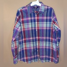 Men’s Chaps No Iron Flannel Sz Large 100% Cotton