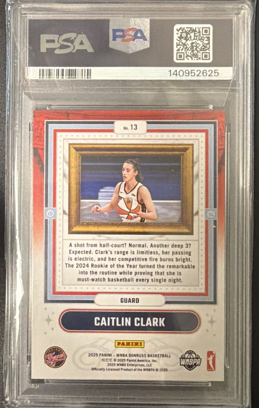 2025 Panini Donruss WNBA Caitlin Clark #13 Franchise Features Diamond PSA 9 🔥 view 2