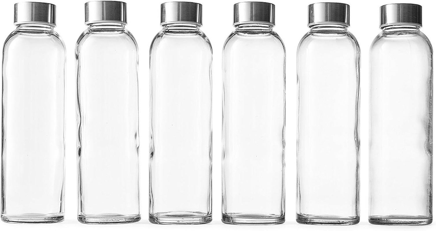 With Lids, 18oz Resuable Glass Water Bottles For Juicing Wit