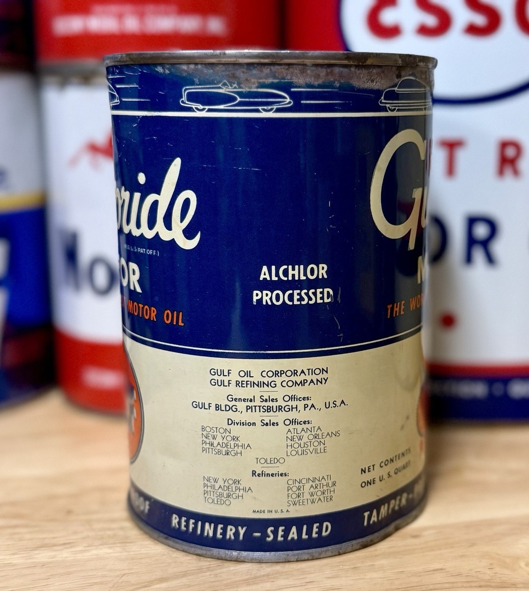 Vintage Gulf Gulfpride Motor Oil Can Quart Empty | eBay