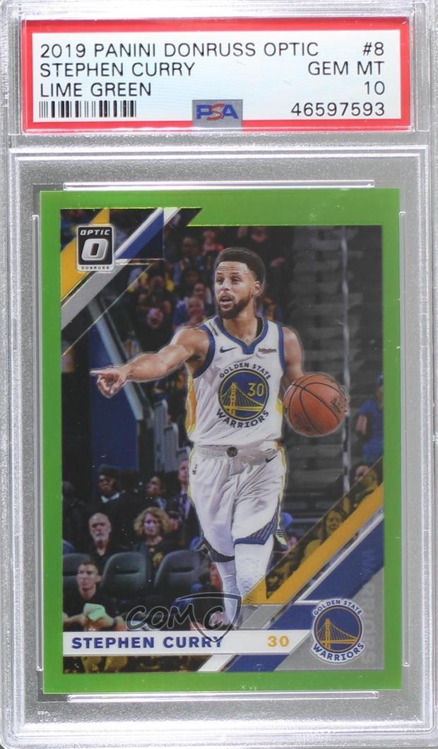 2019 Panini Donruss Optic Lime Green Prizm /149 Stephen Curry #8 PSA 10 GEM MT