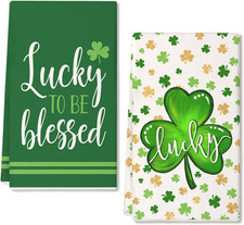St Patricks Day Decorations Lucky Shamrock Kitchen Towels Gift 2PCS 18X26"