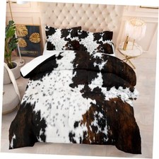 Black White Cow Print Comforter Set Western Farmhouse Cow Queen Yh-cow 04