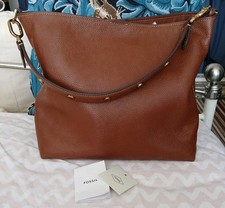 FOSSIL Ladies Smart Brown Pebbled Cow Leather JESSIE Shoulder Bucket Handbag