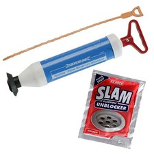 Drain Pump Sink Plunger Bath Toilet Waste Pipe Plughole Unblocker 3pc Tools Set