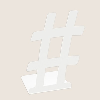 Buchstütze HASHTAG # weiß Stahl 17cm Design modern Schreibtisch Bücher Regal