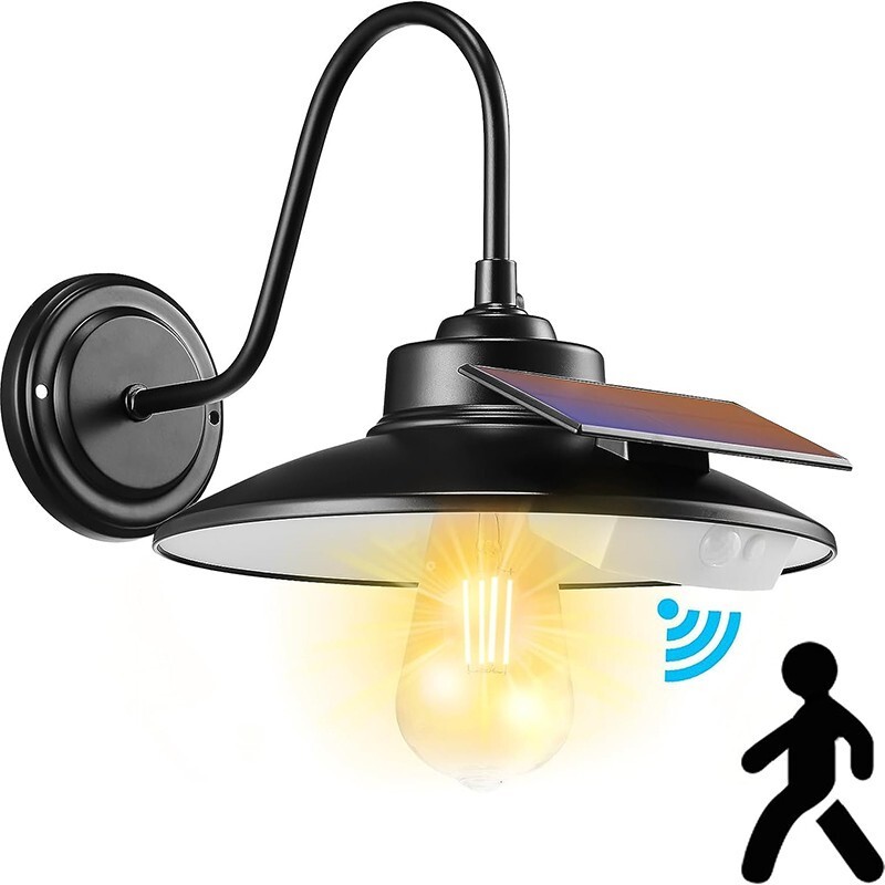 2 Pack Outdoor Solar Barn Light Motion Sensor Wall Light Waterproof Porch Light