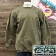 McIntosh & Seymour Mens XXL Olive Green Crewneck Sweatshirt Made in USA Cotton