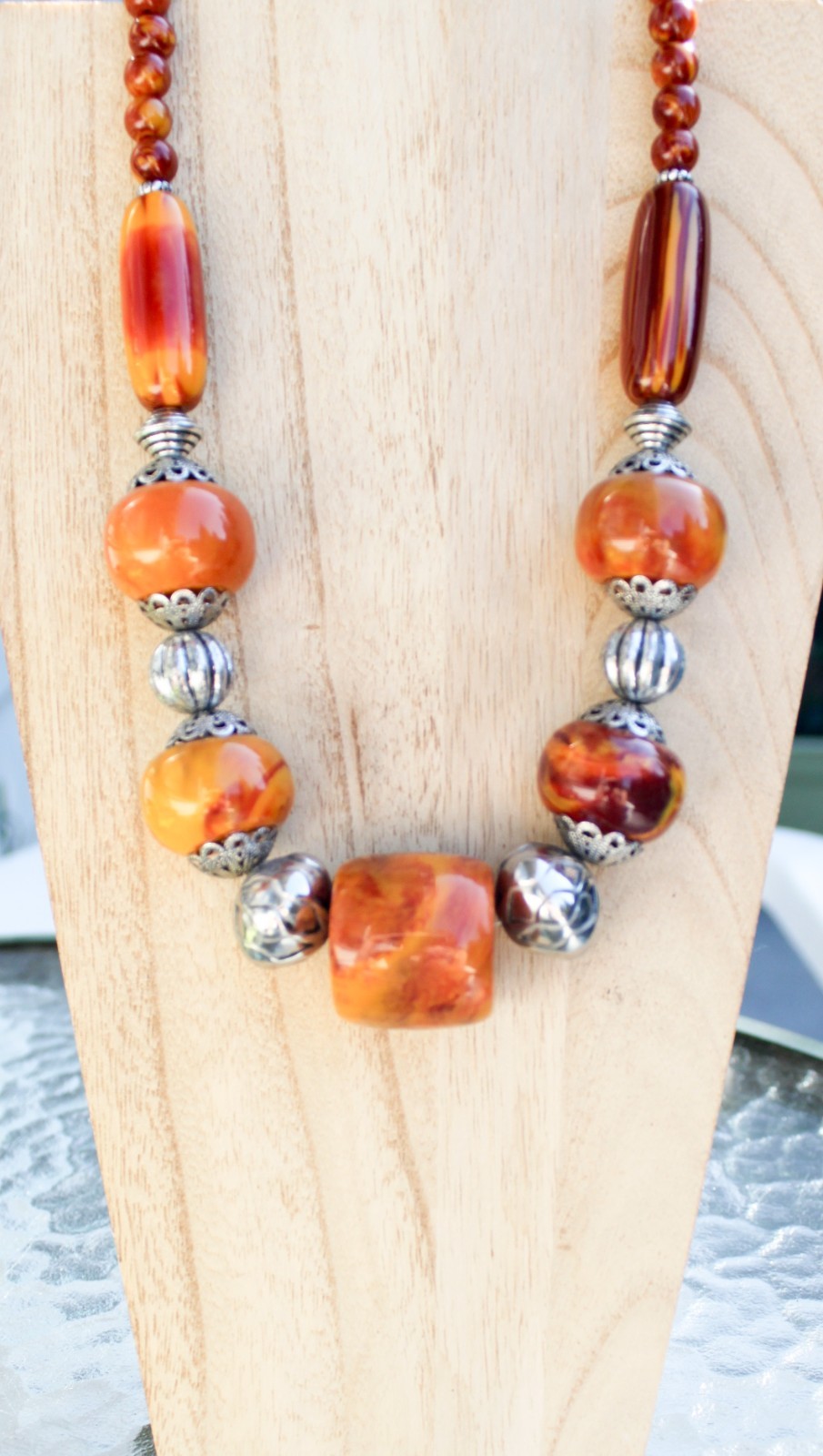 Chico's Bold Chunky Beaded Statement Necklace Fal… - image 1