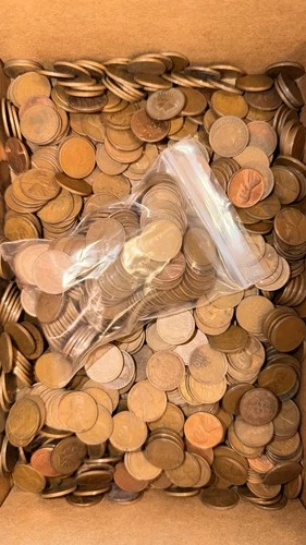 Unsearched 1 LB Lincoln Wheat Pennies Mixes Dates 1909-1958 Circulated With AU