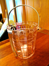 VINTAGE RÓŻOWE WIADRO NA LODY Z SZCZYPCAMI