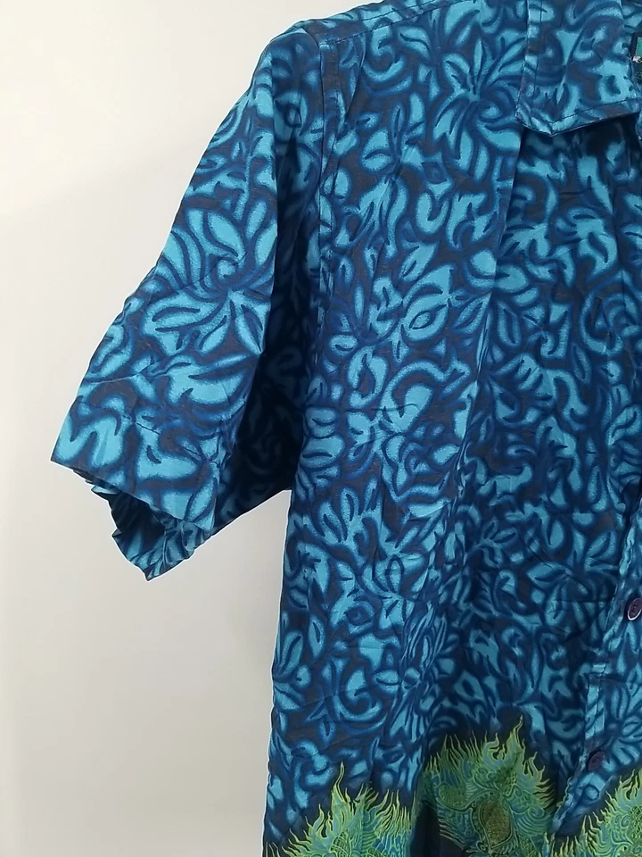 Camisa Hawaiana Shaver Lake Talla 2XL Seda Abotonada Negra Floral Foto 4 de 4