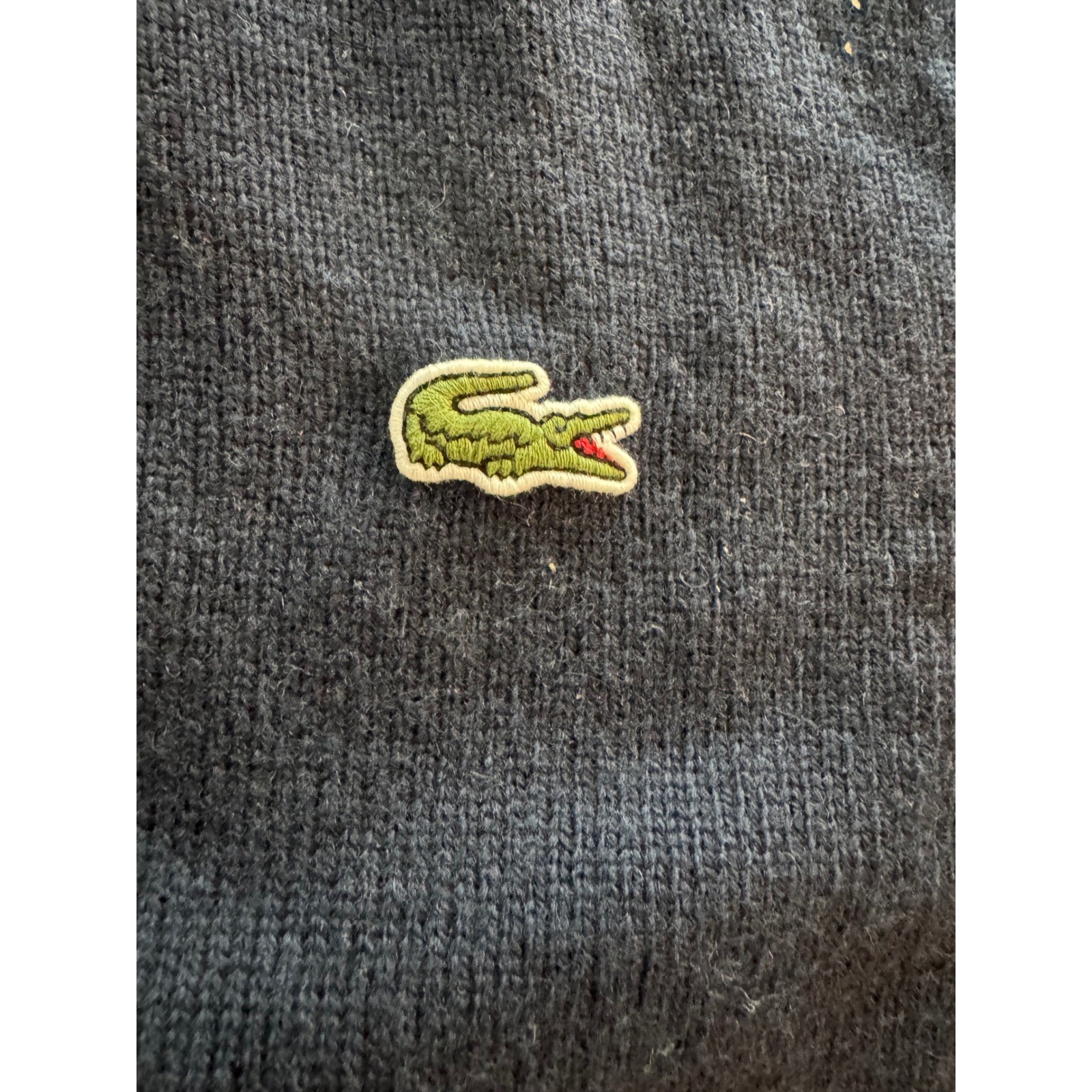 Lacoste Mens Navy Blue 100% Wool Quarter Zip Sweater AH3052 Size 4 M Classic Fit thumbnail 5