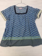 Koi Brand Scrub Top by Kathy Peterson Wo.ens 3XL Blue Geometric Medical Nurse