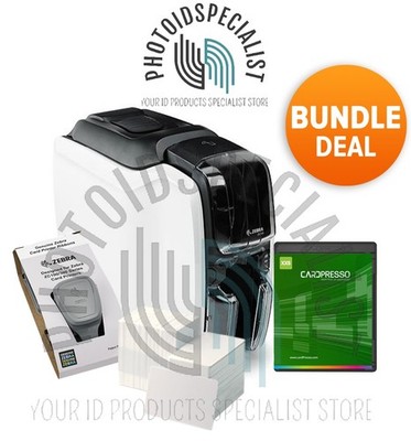 Zebra ZC100 Series Single Side Photo ID Card Printer Bundle NEW
