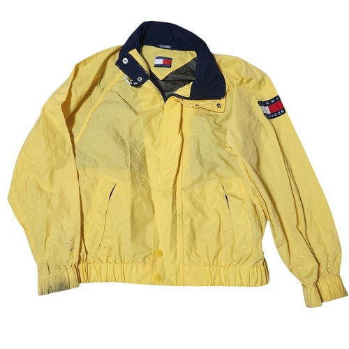 Vintage 90s Tommy Hilfiger Windbreaker Nylon Jacket Yellow Wu Tang Era Mens XL
