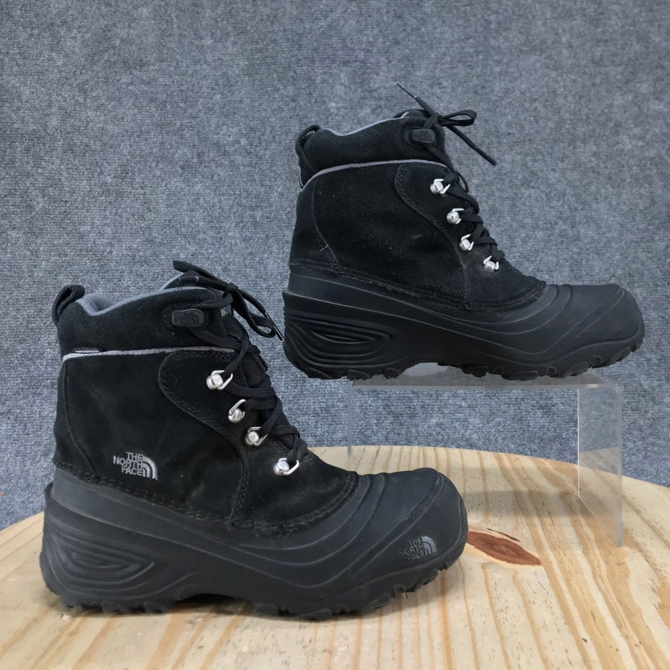 The North Face Boots Youth 6 Black Chilkat Lace II Waterproof Suede Insulation - Image 2 of 4
