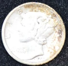 1927-S VERY FINE Mercury Dime, 90% SILVER! Golden Toning!